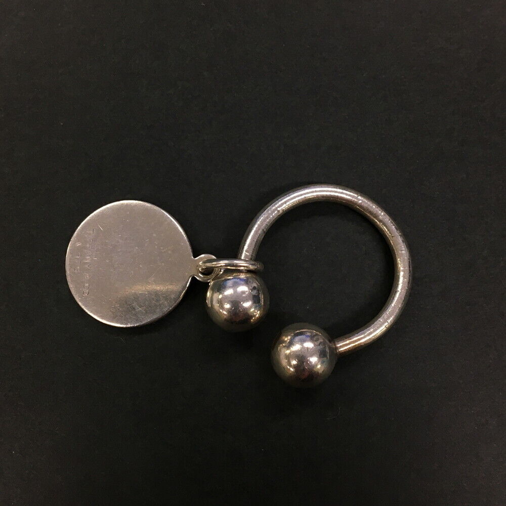 Tiffany&co. Silver 925 Circle Tag Plate Key Ring /1c6711